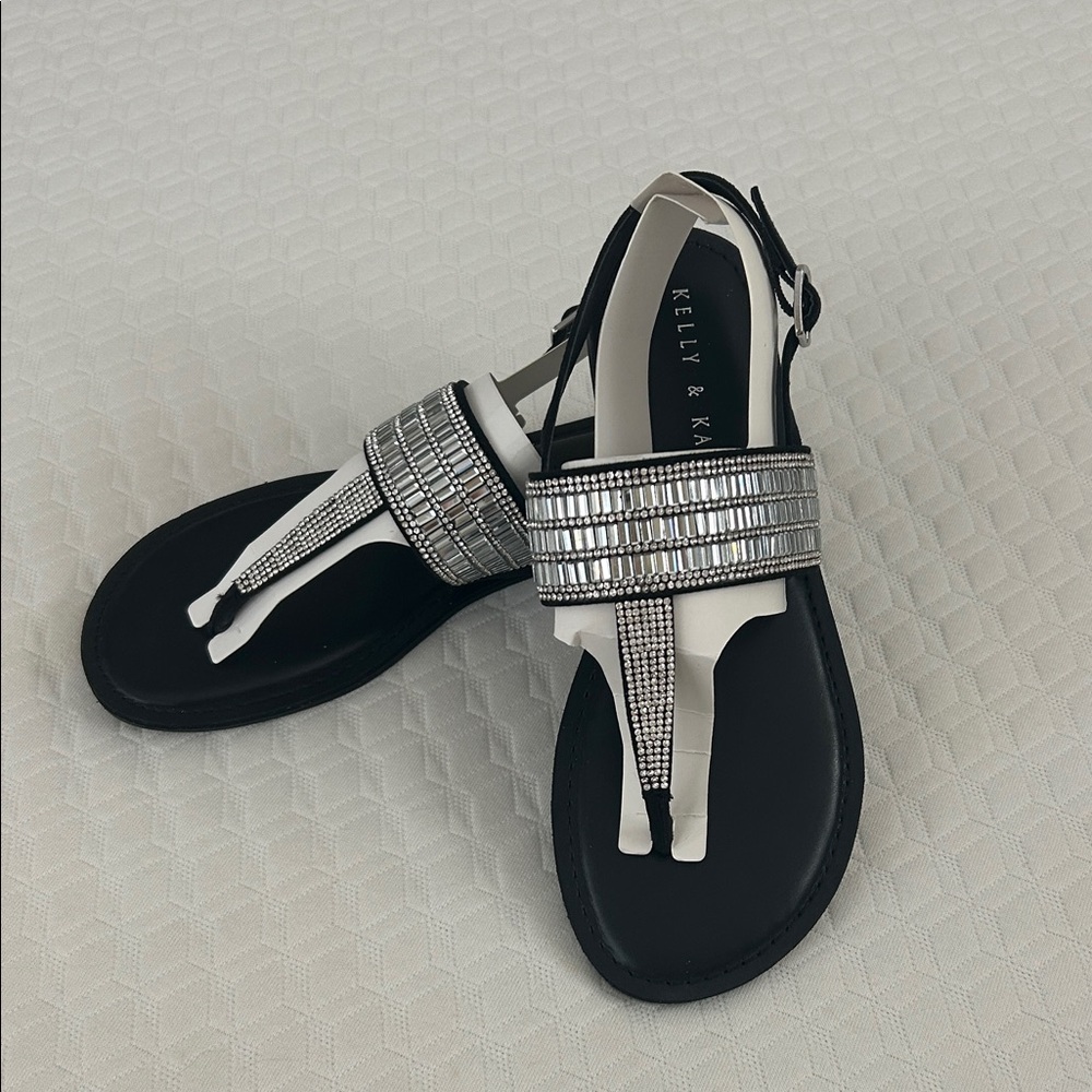 Kelly & Katie Black Sandals with Silver Accents